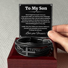 To My Son Bracelet Cross from Mom Dad Love Religious Jewelry Birthday Graduation