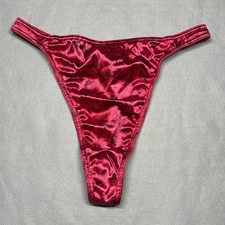 Vintage Victorias Secret Silky Second Skin Satin Thong Panty Rose Lingerie L New