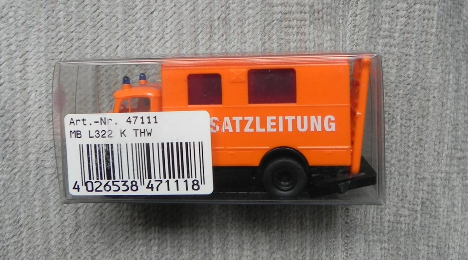 Brekina 47111 MB L 322 Koffer THW-Einsatzleitung Katastrophenschutz orange H0 DA - Bild 3 von 4