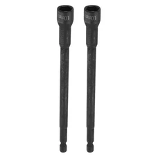 2pcs Nut Driver Drill Bit 10mm Socket 1/4" Hex Shank 6" Long Magnetic Setter