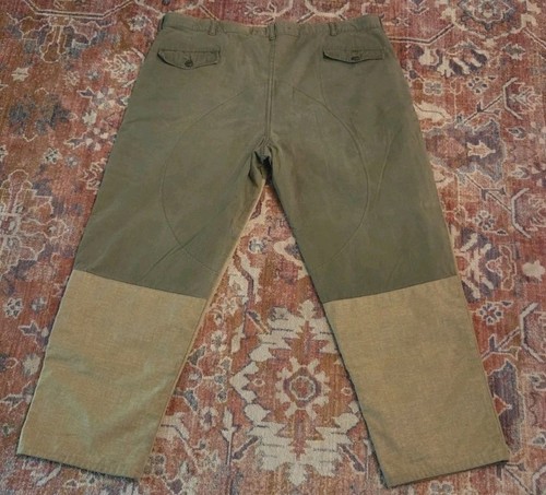 Vintage 70s LL Bean Hunting Fishing Double Knee 46 Waist MADE IN USA Green Pants - Picture 2 of 14
