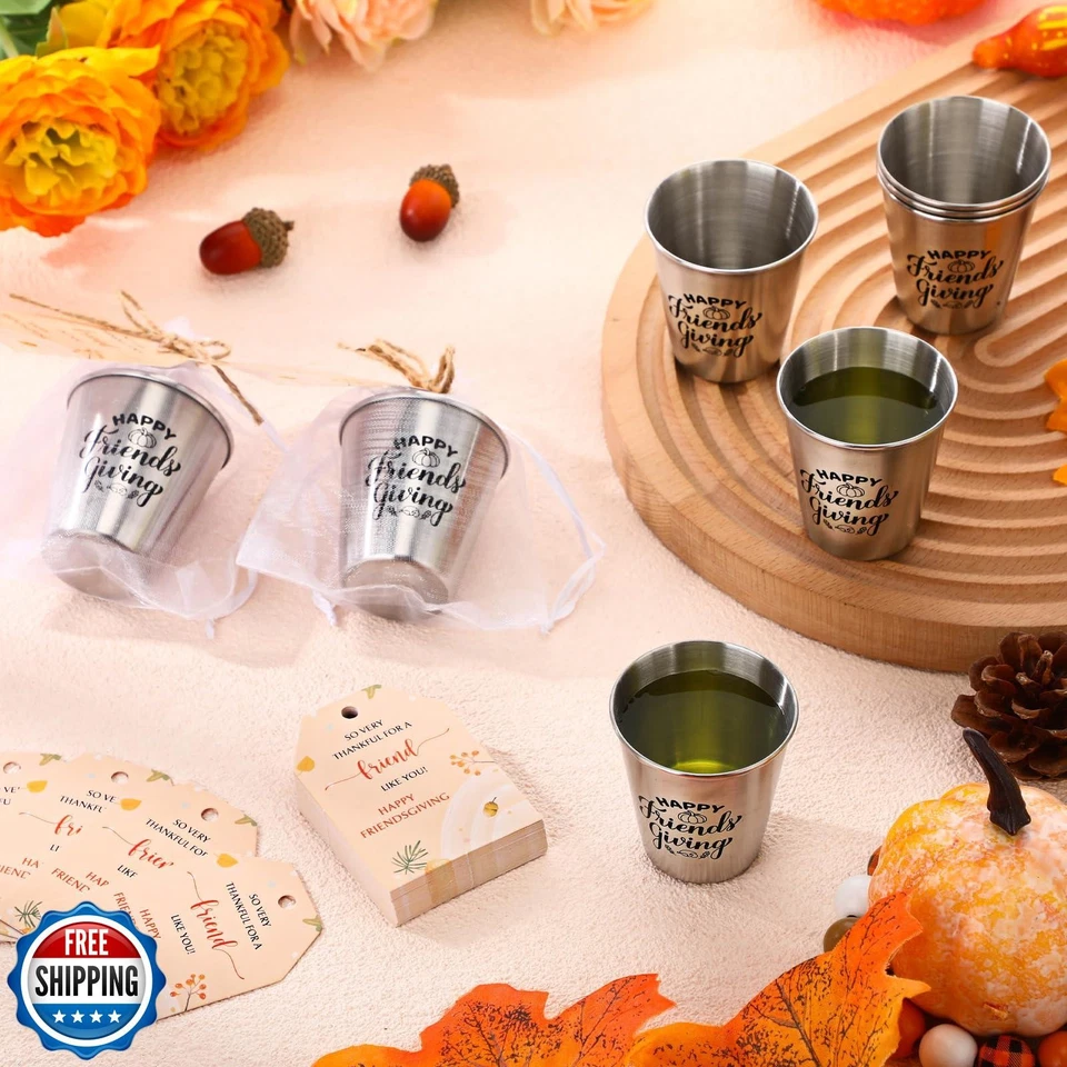 Roshia 60 套 Happy Friendsgiving Shot Glasses Friendsgiving Party Favors 2. — 第 2/4 张图片