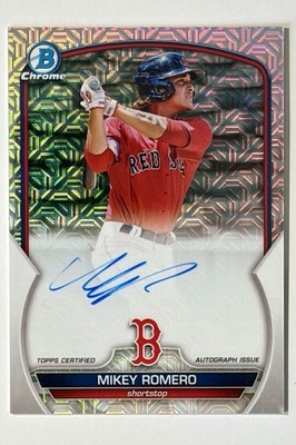 023 Bowman Mega Box Mikey Romero BMA-MR Mojo Refractor Auto Red Sox On-Card