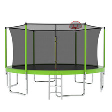 14ft Outdoor Trampoline w/ Safety Net - Heavy Duty Kids Backyard