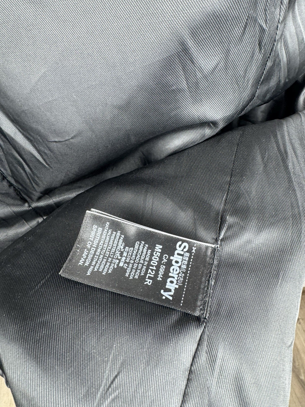 Superdry Rogue Wool Pea Coat Herringbone Grey Men’s Size L