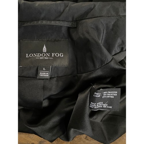 London Fog Black Trench Coat Women's Size L Belted Button Front Classic - Picture 8 of 9