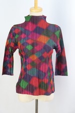 PLEATS PLEASE Multicolor High Neck Three Quarter Sleeve Top 120 9861