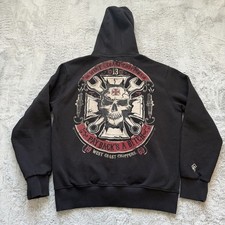 WEST COAST CHOPPERS MECHANIC ZIP HOODIE PAYBACK BLACK SKULL XXL