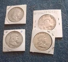 4  coins, two 1962 and 2-D 50C Franklin Half Dollars