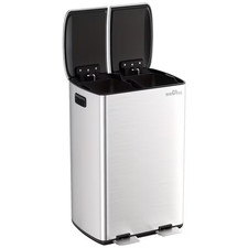 60L Double Kitchen Pedal Bin Soft Close Stainless Steel Recycling Bin (2 x 30L)