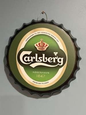 Carlsberg Pilsner Beer Bottle Cap Metal Sign Bar Man Cave Since 1847