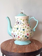 The Pioneer Woman Kari Stoneware Floral Teapot Blue 2.7 qt 10 Cups** NO CHIPS**