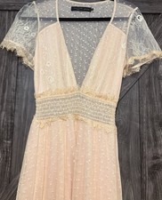 House Of Harlow 1960 x Revolve Sz Small Midi Dress Dimas Nude Lace Beautiful