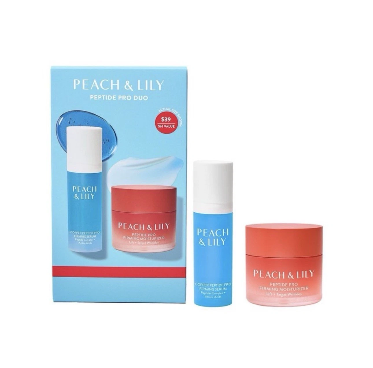 NEW | PEACH & LILY Peptide Pro Duo- Firming Serum 0.5 oz & Moisutizer 0.84 oz