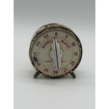 Vintage Mirro-Matic Minute Minder Kitchen Timer Lux Clock Metal Rustic WORKING