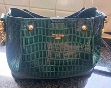 Dune Green Croc Embossed Shoulder Bag , Detachable Inside bag And Purse Set