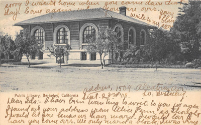 Berkeley California 1906 Postcard Public Library
