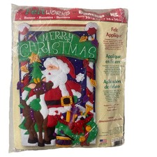 Dimensions FeltWorks Banner Felt Applique 8106 Merry Christmas Santa Sequin 2001