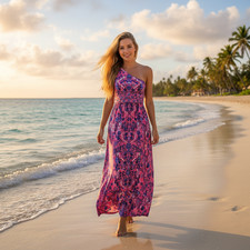 Lilly Pulitzer pink and blue shell pattern maxi dress xlarge