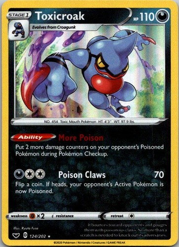 Toxicroak Holo Rare SWSH01: Sword & Shield Base Set 124/202 NM