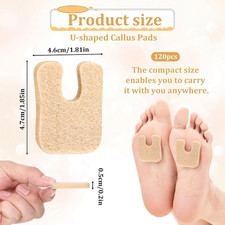 120Pcs U Shaped Felt Callus Cushions for Feet, Self Adhesive Metatarsal Corn ...