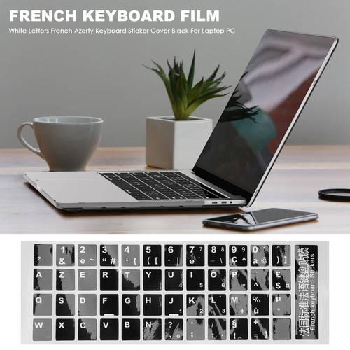 Weisse Buchstaben Franzoesisch Azerty-Tastatur-Aufkleber-Abdeckung Schwarz 3669 - Bild 2 von 8