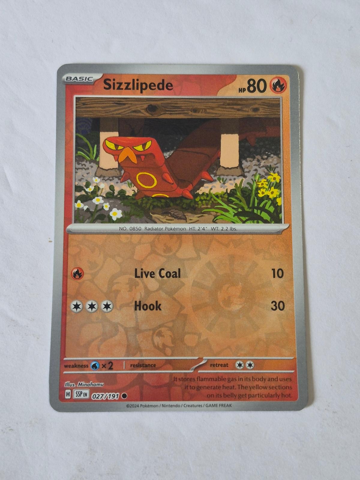 Sizzlipede 027/191 Common Surging Sparks Pokemon Reverse Holo Near Mint