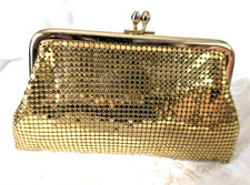 Whiting Davis Gold Tone Mesh Lined Coin Purse USA Original Vintage 1940s