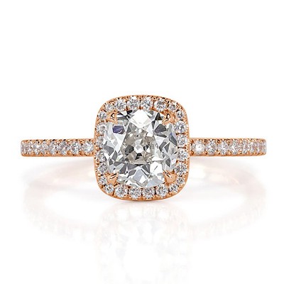 Verlobungsring 1,30 kt alter Diamant im Minenschliff