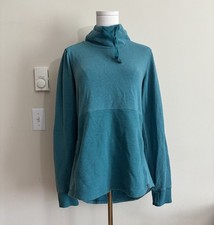 LL Bean Womens Small Cozy Mixed Knit Pullover Sweatshirt Teal Blue Outdoor
