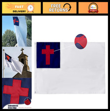 Heavy Duty 3x5 ft Christian Flag, Embroidered Cross Jesus Outdoor Decor, 2 Gromm