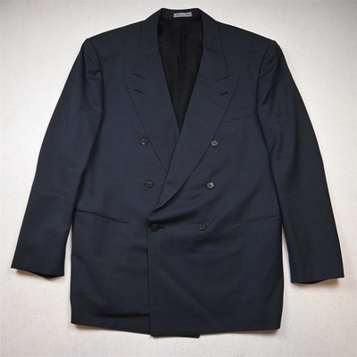 伊製 Belvest GUABELLO Super'100 テーラードジャケット Vtg Italy Belvest Double Breasted 44R Blue 100% Wool Blazer Jacket