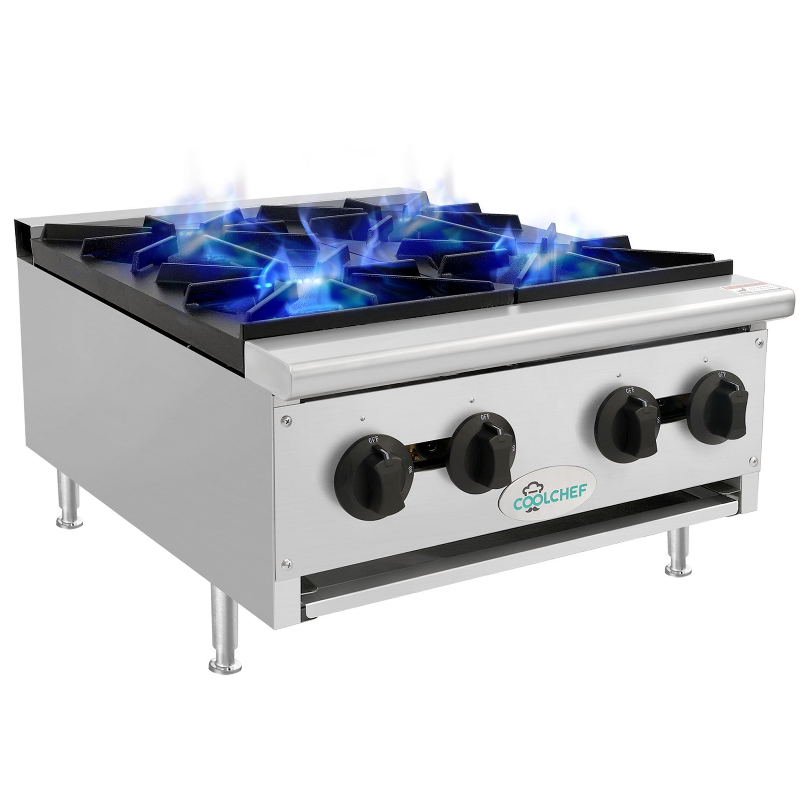 Commercial 24'' Natural Gas Range Stove Grates  4 Burner Countertop 100000 BTU