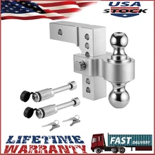 2" Receiver 6" Drop/Rise Adjustable Tow Hitch Dual Ball Mount Trailer 18500 US