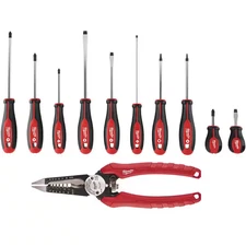 Screwdriver Set with 7.75 In. Combination Electricians 6-In-1 Wire Strippers Pli