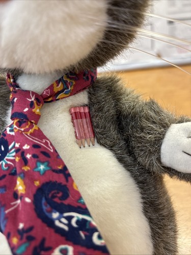 Cravatta nerd animale peluche Hallmark Purrsonality gatto LESTER The Whiz 12" con etichetta usata in ottime condizioni - Foto 4 di 24