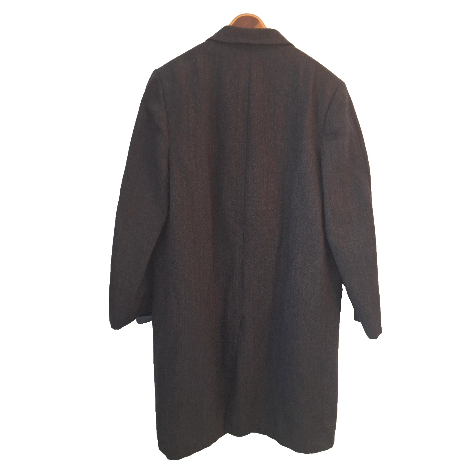 Vintage 1940-50s Michael Stern Men Charcoal Cheviot Wool Overcoat Cascade Est48R image 4