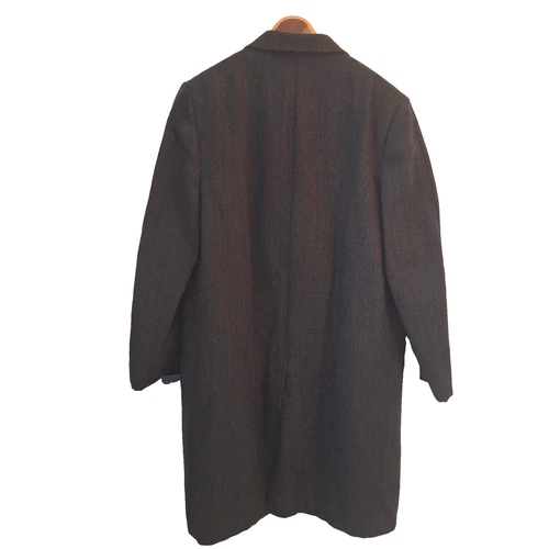 Vintage 1940-50s Michael Stern Men Charcoal Cheviot Wool Overcoat Cascade Est48R image 4