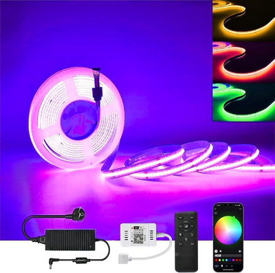 Wi-Fi LED Streifen COB 5M, RGBW (Rgb+Warmweiss) LED Strips 24V Mit Fernbedienung