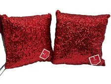 Set Of 2 Red Sequence 12”X12” Pillows