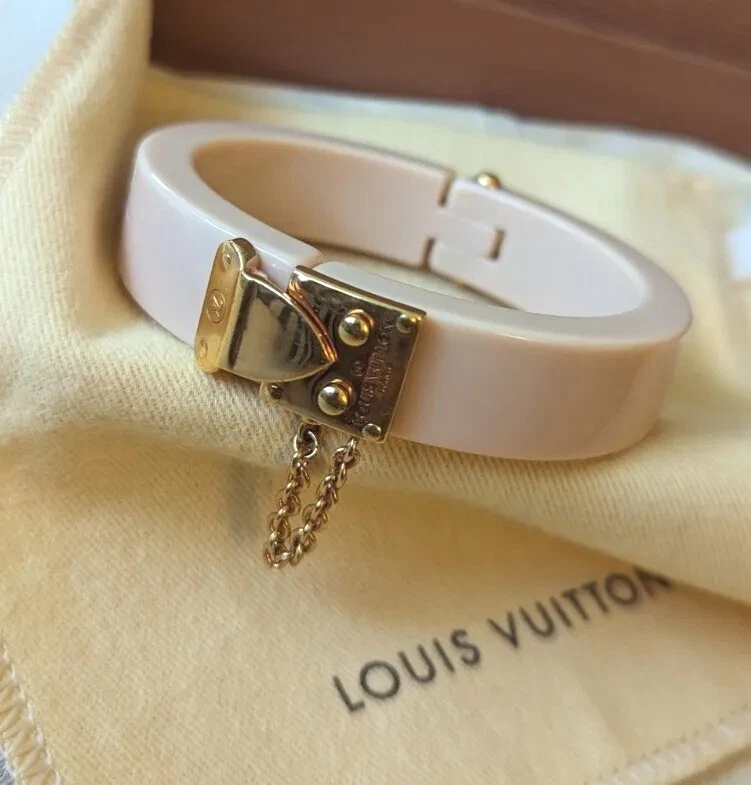 Louis Vuitton Resin Lock Me Hinged Bangle Bracelet Pink