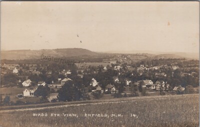 Enfield, NH: 1935 RPPC Bird's Eye of Town, Vtg New Hampshire Real Photo Postcard