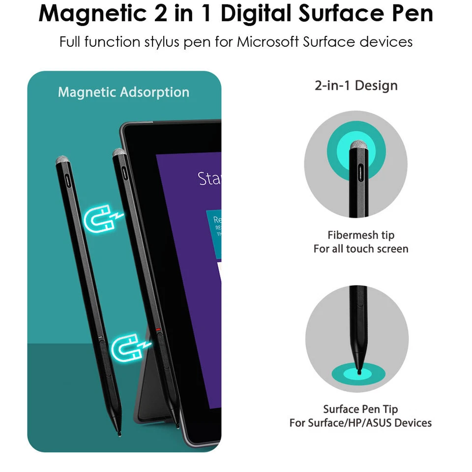 2in1 Stylus Pen For Microsoft Surface Pro 6/7/8/9/10/11/12 Go 2/3/4 Book Laptop - Image 3 of 4