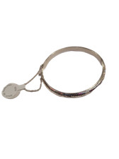 Solid 925 Sterling Silver 6" 3 MM Design Bangle Bracelet With Chain Baby Gift