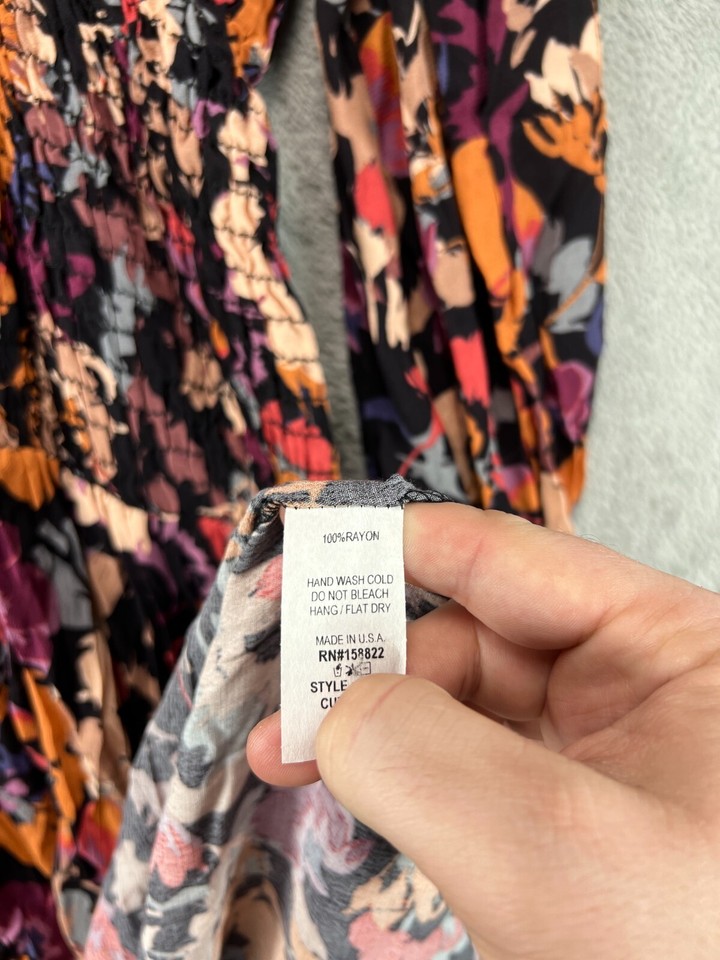 NWT WANDERLUX Penelope Maxi Dress Womens XL Boho Black Floral Smock