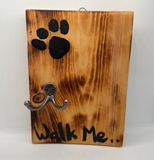 Dog Leash and Key Hanger Wooden Hooks Sign Plaque 10 x 7 x .75 Home Decor
