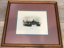 J J Hincliff Etching Colored Print "Worcesterl", Framed, 7" x 5" (Image)