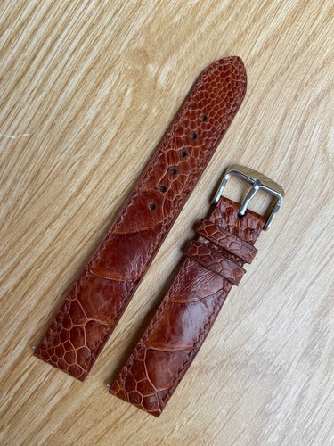 Misura 22mm/18mm, Cinturino Orologio Fatto a Mano Pelle di Struzzo Marrone, Cinturino Personalizzato - Foto 7 di 12