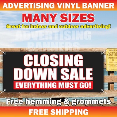 CLOSING DOWN SALE Advertising Banner Vinyl Mesh Sign EVERYTHING MUST GO Shop