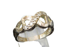 925 Sterling Silver Vintage Topaz Infinity Love Heart Band Ring Sz 9 RG20562